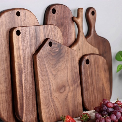 Tabla de cortar de madera maciza tabla de cortar para pizza, Nogal Negro, madera entera, tabla de cortar pan, verduras, frutas ► Foto 1/5