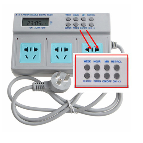 Enchufe de temporizador Digital LCD Programable 3 en 1, tanque de peces de potencia para Control de tiempo, filtro de calentador de luz para acuario, bomba dosificadora de onda ► Foto 1/6