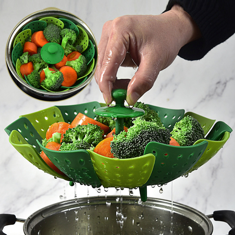 Vaporizador de loto plegable, cesta de plástico retráctil para alimentos, vaporizador para frutas y verduras, escurridor, herramienta de cocina ► Foto 1/6