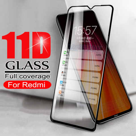 11D vidrio templado para Xiaomi Redmi 8 8A 9 9A 9C 10X K20 K30 Protector de pantalla Redmi Note 9S 8 8T 9 Pro vidrio de máxima protección de la película ► Foto 1/6
