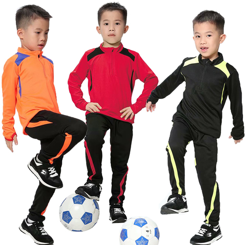 Conjunto de fútbol de manga larga para niños, uniformes de entrenamiento de fútbol para jóvenes, chándales de fútbol para niños, trajes deportivos con pantalones ► Foto 1/6