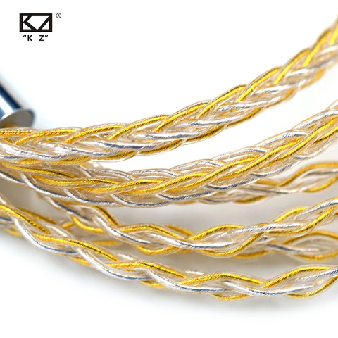 KZ-Cable para auriculares de 8 núcleos, Cable mixto dorado y plateado con conector de 2 pines/Mmcx, para KZ ZAX ZSX ZS10 PRO ZSN PRO X ZSTX AS16 ZST ► Foto 1/6