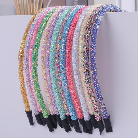 Lote de 50 unidades de accesorios para el cabello, diadema gruesa con purpurina para niña y mujer, diadema de Color caramelo, diadema con brillo, accesorios para el cabello ► Foto 1/6