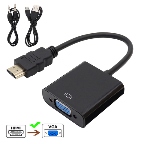 1080P compatible con HDMI a VGA Adaptador convertidor de macho a hembra Digital de vídeo analógico de Audio jack de 3,5mm adaptador para PC TV Box ► Foto 1/6