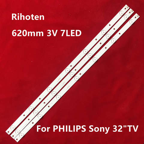 620mm de tira de LED para iluminación trasera 7 lámpara para PHILIPS Sony 32 