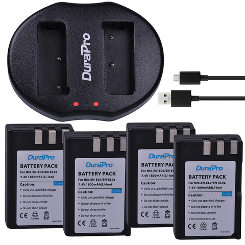 DuraPro-Batería de iones de litio para cámara, EN-EL9 EN EL9 EN-EL9a, 4x1800mAh, Cargador USB de repuesto para Nikon D40, D40X, D60, D3000, D5000 ► Foto 1/6