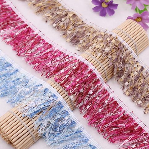 1 yardas de encaje cinta costura Trim 4,5 cm/amplia franja seda borde con flecos borlas para joyería Diy tela para prendas de vestir Accesorios ► Foto 1/6