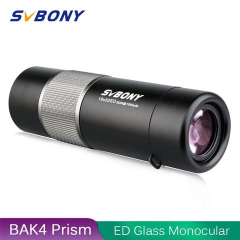 SVBONY 10x32 ED Monocular de dispersión extralarga de vidrio de Bak4 binoculares Monocular corrección de fase IPX7 telescopio impermeable F9329D ► Foto 1/6