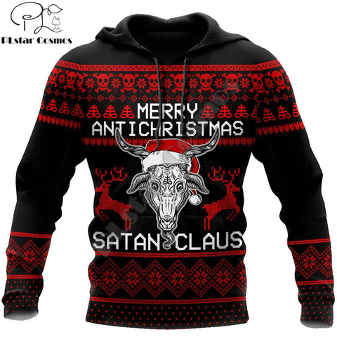 Feliz Navidad satánico Claus 3D moda sudaderas con capucha de los hombres sudadera Unisex Zip Pullover chaqueta Casual chándal de DW0253 ► Foto 1/6