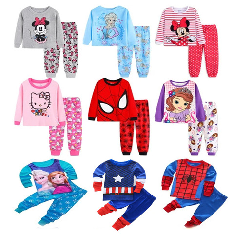 Los pijamas de los niños de Primavera de manga larga Camiseta + pantalón de deporte conjunto de dibujo de Spider-Man chico Pijamas Niño niña bebé traviesas ropa 2-7T ► Foto 1/6