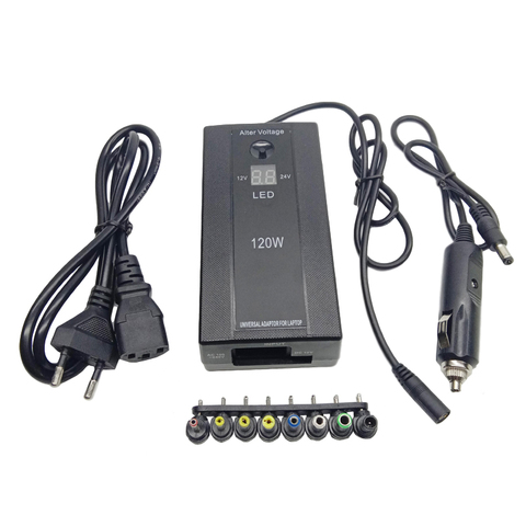 Adaptador de fuente de alimentación con pantalla regulada, adaptador ajustable de CA a CC de 12V, 15V, 16V, 18V, 19V, 20V, 22V y 24V, USB de 120W, enchufe europeo, estadounidense, británico y australiano ► Foto 1/6