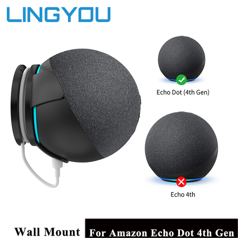 LINGYOU-soporte de pared para Alexa Echo Dot de 4. ª generación, colgador para ahorro de espacio en dormitorio, cocina y baño ► Foto 1/6