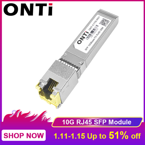 Ontí 10G RJ45 cobre módulo SFP 10GBase-Tx Ethernet de fibra óptica FTTH Compatible con Cisco/Mikrotik interruptor 30m ► Foto 1/5