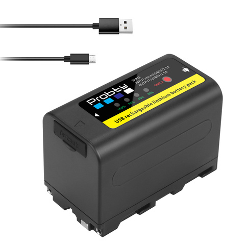 Nueva 6800mAh de salida USB NP-F770 F750 F730 batería indicador de potencia LED para Sony NP F960 F970 NP-F550 CCD-TRV58 V1J z1 ► Foto 1/6