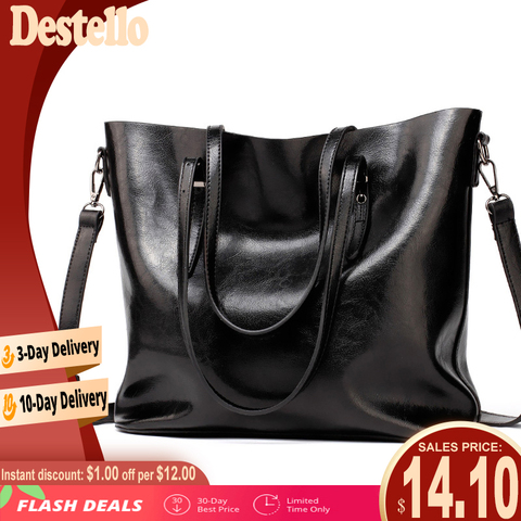 Bolso para mujer, bolsa de hombro grande y sencilla, de poliuretano suave, estilo retro e informal, de alta calidad, para la oficina ► Foto 1/6