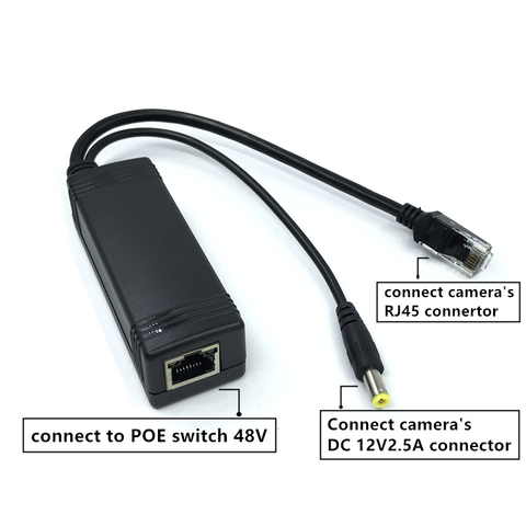 Divisor PoE aislado activo, adaptador de inyector, 48V a IEEE802.3af 12v2.5, conector separador poe activo de 10/100 mpara cámara IP PoE ► Foto 1/6