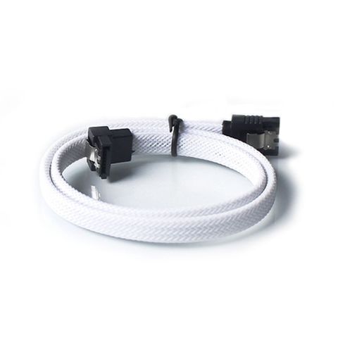 Cable de datos de 50CM SATA 3,0 III SATA3 7pin ángulo recto 6 Gb/s SSD Cables HDD Disco Duro Cable de datos con manga de Nylon (blanco) #8 ► Foto 1/6