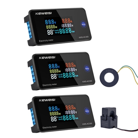 Medidor de energía CA 50-300V 0-100A, voltímetro, amperímetro kWh, Monitor eléctrico Digital de CA, medidor de Panel con función de reinicio ► Foto 1/6