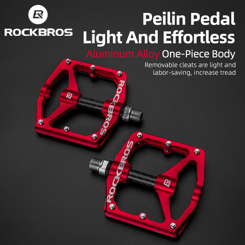 ROCKBROS-Pedal de bicicleta de aleación de aluminio antideslizante, rodamiento de sello de fibra de carbono de alta resistencia, ensanchado, accesorios de bicicleta de Pedal a prueba de polvo ► Foto 1/6