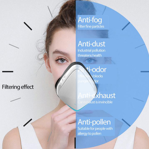 Transpirable eléctrico inteligente cara máscara aire inteligente máscara purificadora reutilizable correr al aire libre de Deportes de ciclismo Anti máscara de polvo ► Foto 1/6