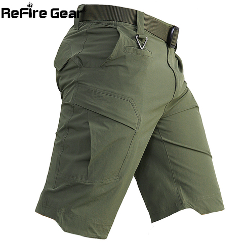 ReFire Gear verano táctica pantalones cortos hombres Ripstop Multi bolsillos sólido militar del ejército pantalones cortos Hombre impermeable, secado rápido, pantalón corto Casual ► Foto 1/6