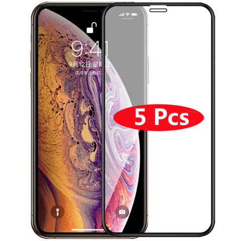 Funda completa de vidrio templado para móvil, película protectora de pantalla a prueba de explosiones para iPhone XR XS 12 Pro Max x 7 8Plus 12mini, 5 uds. ► Foto 1/6