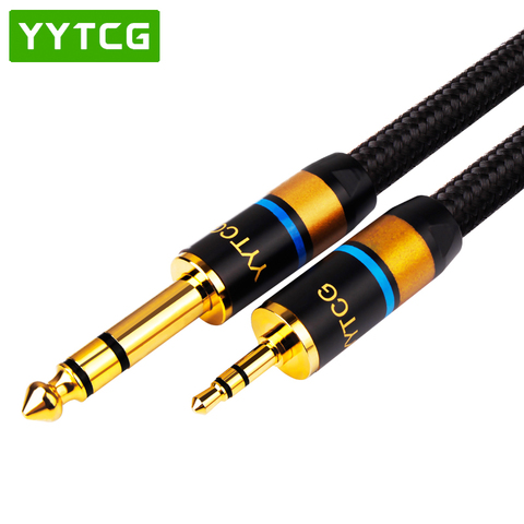 YYTCG Cable Aux de 3,5mm a 6,5mm toma de cable Audio 3,5 a 6,35 macho a macho Cable Aux para mezclador para guitarra amplificador reproductor de CD altavoz ► Foto 1/6