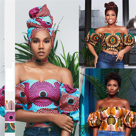 Top Sexy de verano para mujer, ropa africana, camisas Dashiki con hombros descubiertos, moda americana, vestidos africanos para mujer 2022 ► Foto 1/6