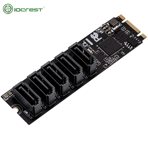 IOCREST M.2 (PCIe 3,0) a 5 puertos SATA III 6G ssd adaptador con sataIII cable SATA3.0 a m.2 PCI-E ► Foto 1/5