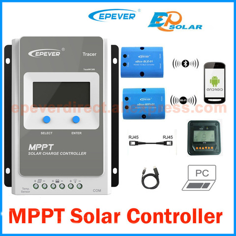 Controlador de carga Solar MPPT EPever 40A 30A 20A 10A Tracer, regulador de luz trasera LCD para batería de litio y ácido de plomo ► Foto 1/6