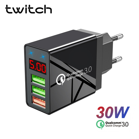 Twitch-cargador rápido con pantalla Led, dispositivo de carga USB 3,0 QC 30W para iPhone 11, Samsung s10 Xiaomi 9 ► Foto 1/6