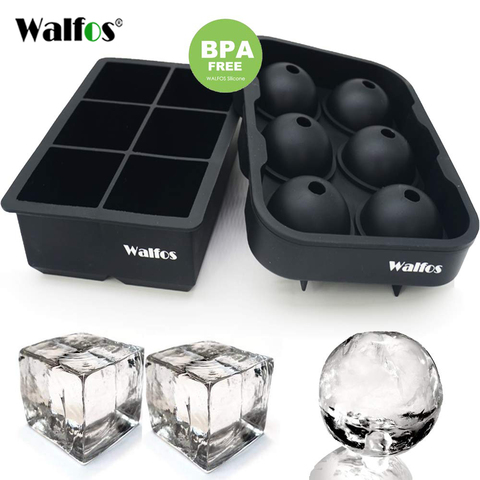 WALFOS-Molde de silicona para bolas de hielo de 6 celdas, tamaño grande, bandejas de cubitos de hielo, bola de hielo, whisky, fabricante de 6 moldes de silicona para barra de fiesta ► Foto 1/6