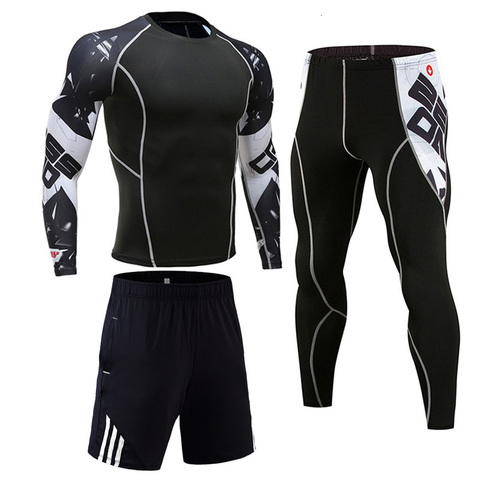 Ropa deportiva para correr para hombre, ropa de entrenamiento físico atlético, trajes deportivos para entrenamiento, Jogging, Rashguard, Kit para hombre ► Foto 1/6