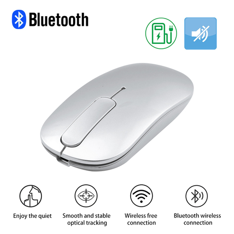 Ratón inalámbrico con Bluetooth para ordenador portátil, Mouse óptico recargable con desplazamiento táctil, silencioso, ergonómico, delgado, para Macbook ► Foto 1/6