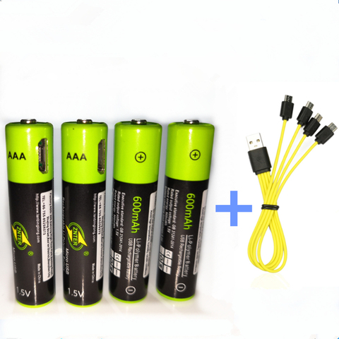 ZNTER-batería recargable AAA, 1,5 V, AAA, 600mAh, carga USB, batería de litio con Cable Micro USB ► Foto 1/6