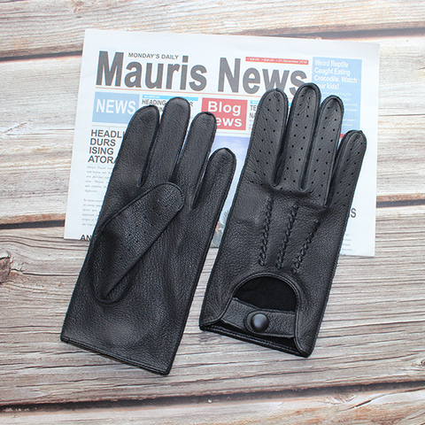 Deerskin-guantes de piel auténtica para hombre, manoplas finas y sin piel, a la moda, para primavera y verano y otoño ► Foto 1/6