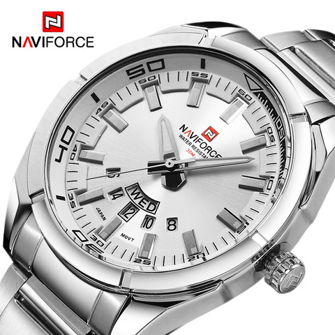 Marca NAVIFORCE hombres relojes completa de acero a prueba de cuarzo Casual fecha reloj superior de la marca de lujo de los hombres reloj de pulsera reloj masculino ► Foto 1/6