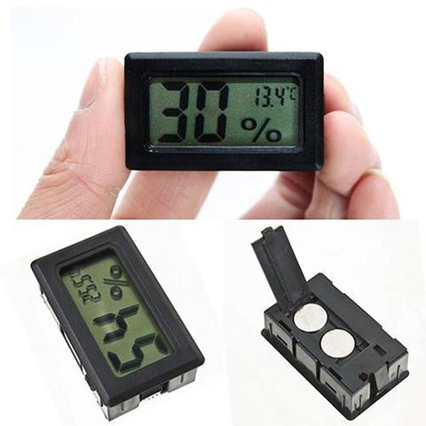 Minimedidor de humedad Digital LCD portátil para interiores, Sensor de temperatura, medidor de humedad, termómetro para nevera, higrómetro, color negro ► Foto 1/6