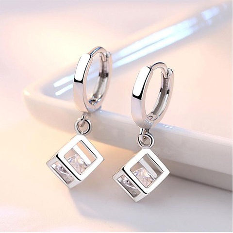 Pendientes colgantes de circonia cúbica brillante para mujer, joyería de boda, regalos de Navidad, S-E228 ► Foto 1/5