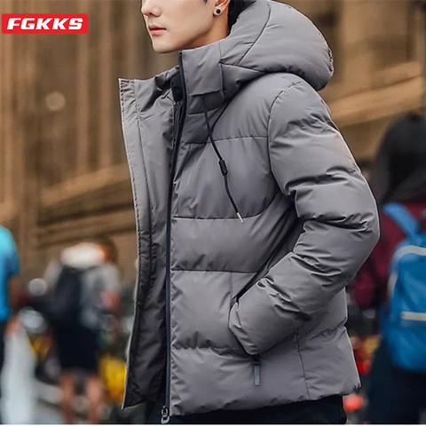 FGKKS-Chaqueta gruesa con capucha para hombre, prendas de vestir impermeables, abrigo cálido, abrigo informal, Parka, invierno, 2022 ► Foto 1/6