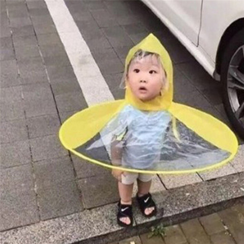 Chubasquero de OVNI transparente para niños Poncho de lluvia manos libres, divertido abrigo de lluvia de pato, impermeable ► Foto 1/6