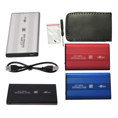 Disco duro externo USB 2,5 de 2,0 pulgadas, caja de carcasa HDD de 480mbps, compatible con carcasa de disco duro HDD de aluminio de 3TB para carcasa de disco duro SATA de 2,5