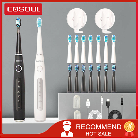 COSOUL Professional Sonic Cepillo de dientes eléctrico Los dentistas recomiendan el blanqueamiento dental Cuidado oral 5 modos 40000 veces / min Recargable IPX7 Soporte de cepillo de dientes impermeable de cuerpo compl ► Foto 1/6