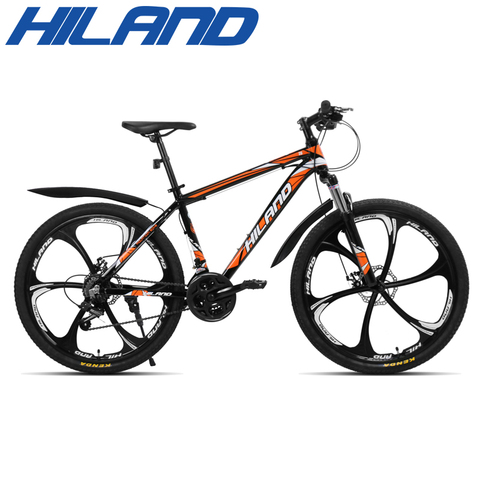 HILAND-Bicicleta de Montaña de 26 pulgadas y 21 velocidades, bici con suspensión de aleación de aluminio, freno de disco doble, con servicio y regalos gratuitos ► Foto 1/6
