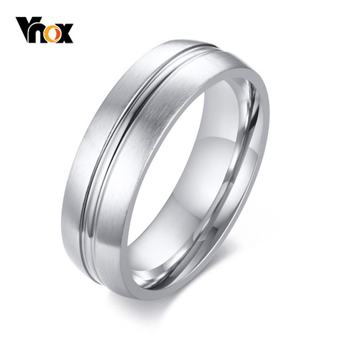 Vnox-anillo sencillo clásico para hombre, 6mm, alianza de boda de acero inoxidable, Alianza fina forrada, informal, regalo de aniversario ► Foto 1/6