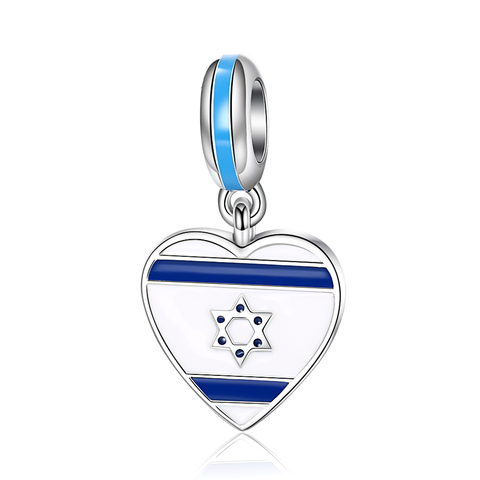 Xiaojing de corazón de Plata de Ley 925 bandera de Israel de la Estrella de David de dijes de cuentas para las mujeres Fit Original Pandora pulseras de regalo ► Foto 1/5