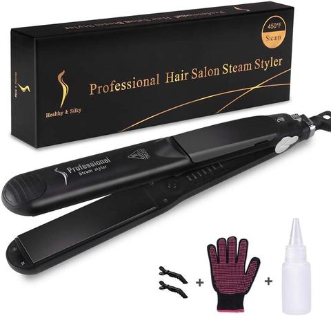 Plancha de pelo de Vapor profesional 2 en 1, plancha de pelo de Vapor de cerámica, herramienta de estilismo para rizar ► Foto 1/6