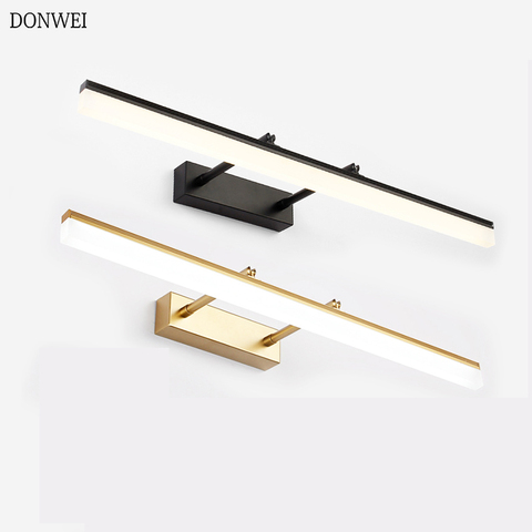 Luz Led moderna para espejo de pared, lámpara de luz de pared para baño, 40CM, 50CM, montada en pared dorada, negra y plateada, maquillaje ligero para tocador ► Foto 1/6