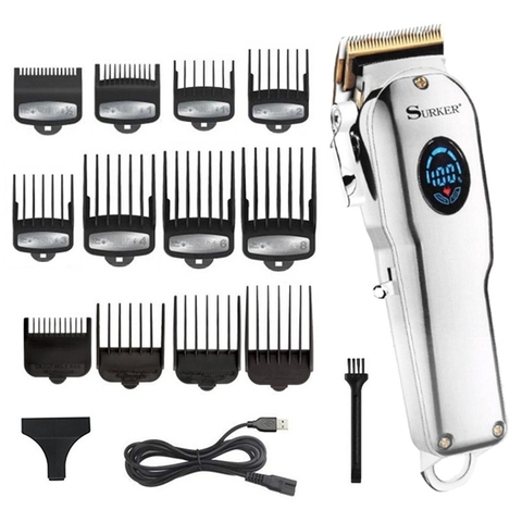 Maquinilla de cortar el pelo inalámbrica para hombre, cortadora de pelo profesional de peluquero, eléctrica, LCD, recargable por usb ► Foto 1/6