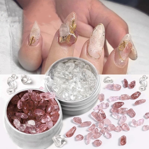 1 caja de gemas naturales de cristal para uñas, piedras de cuarzo, diamantes de imitación irregulares, esmalte de Gel UV, decoraciones, DISEÑO DE MANICURA ► Foto 1/6